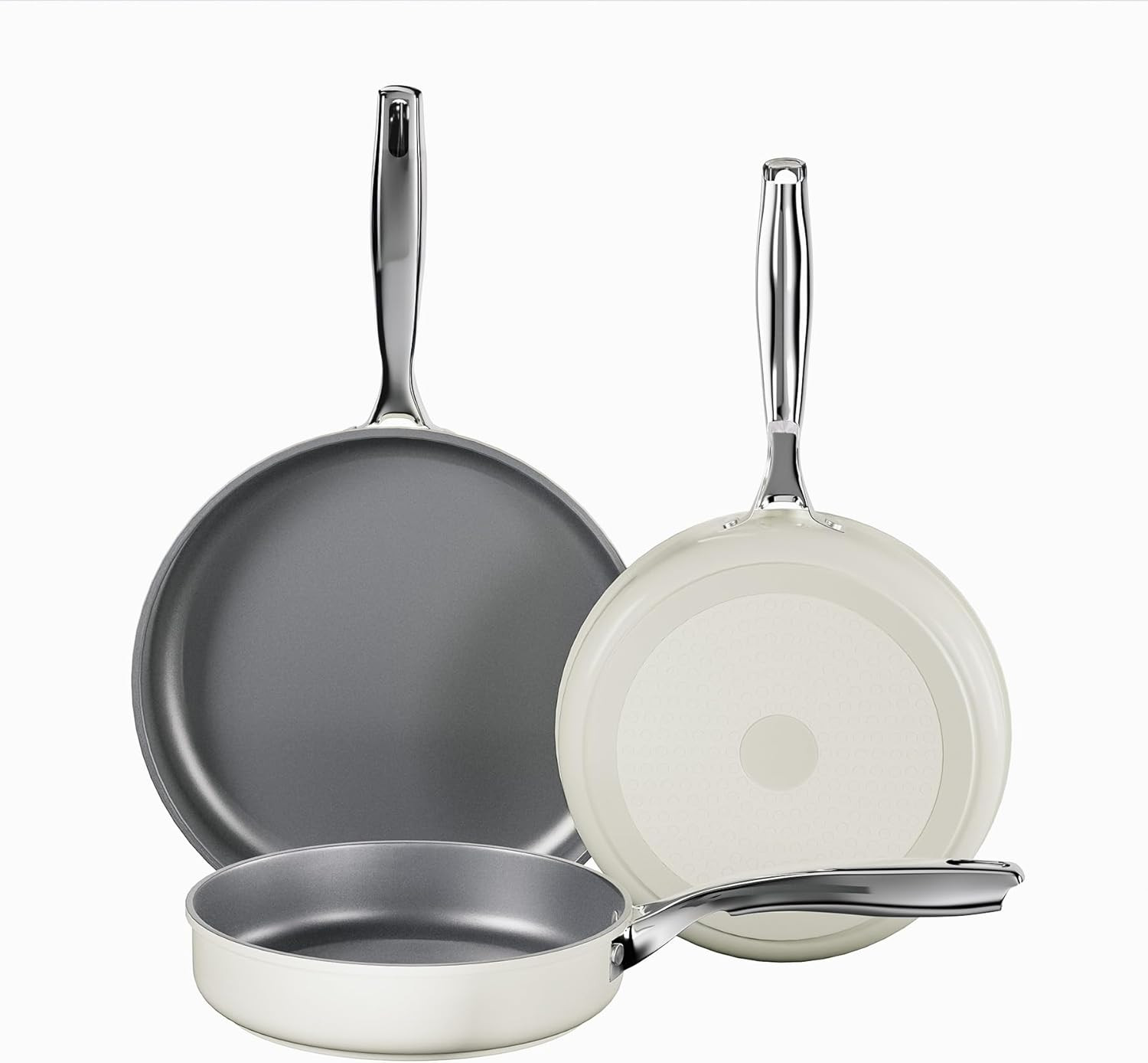 Tris Padelle Antiaderenti in Ceramica per Induzione: Cucina Sana 20/24/28