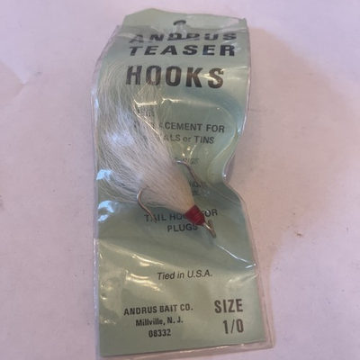 #ad #ad Andrus Teaser Hook Size 1 0 With Tied White Bucktail For Salt Water Plugs $1.49