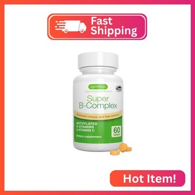 Igennus Super B-Complex Methylated B Vitamins - Sustained Release, Clean Label &