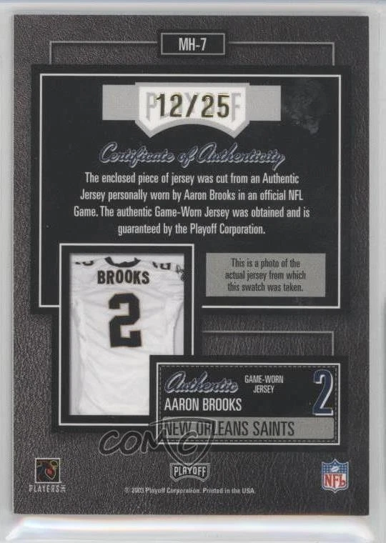 2003 Playoff Hogg Heaven Material Hoggs Gold /25 Aaron Brooks #MH-7 - Image 2 of 2