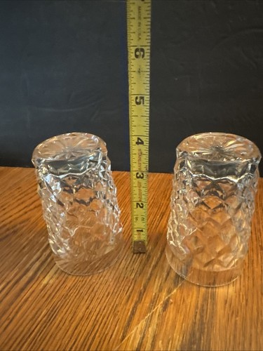 Fostoria American Juice Tumbler Glass set of 2 3.75x2.25 Cube Design Vintage - Picture 2 of 24
