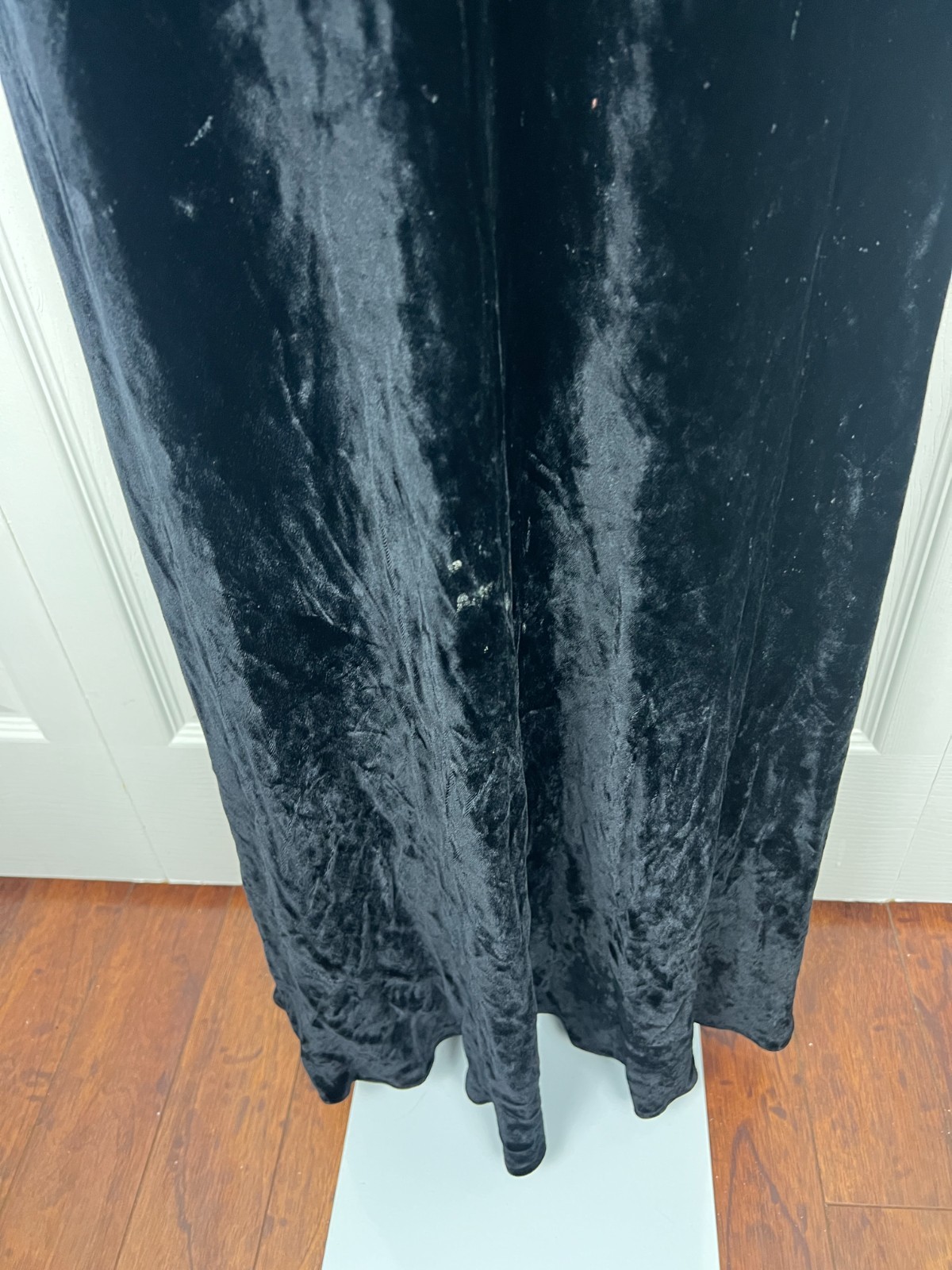 1930s Openhym's Debuvel Transparent Velvet Dress Black Art Deco Maxi Gown Sz 6