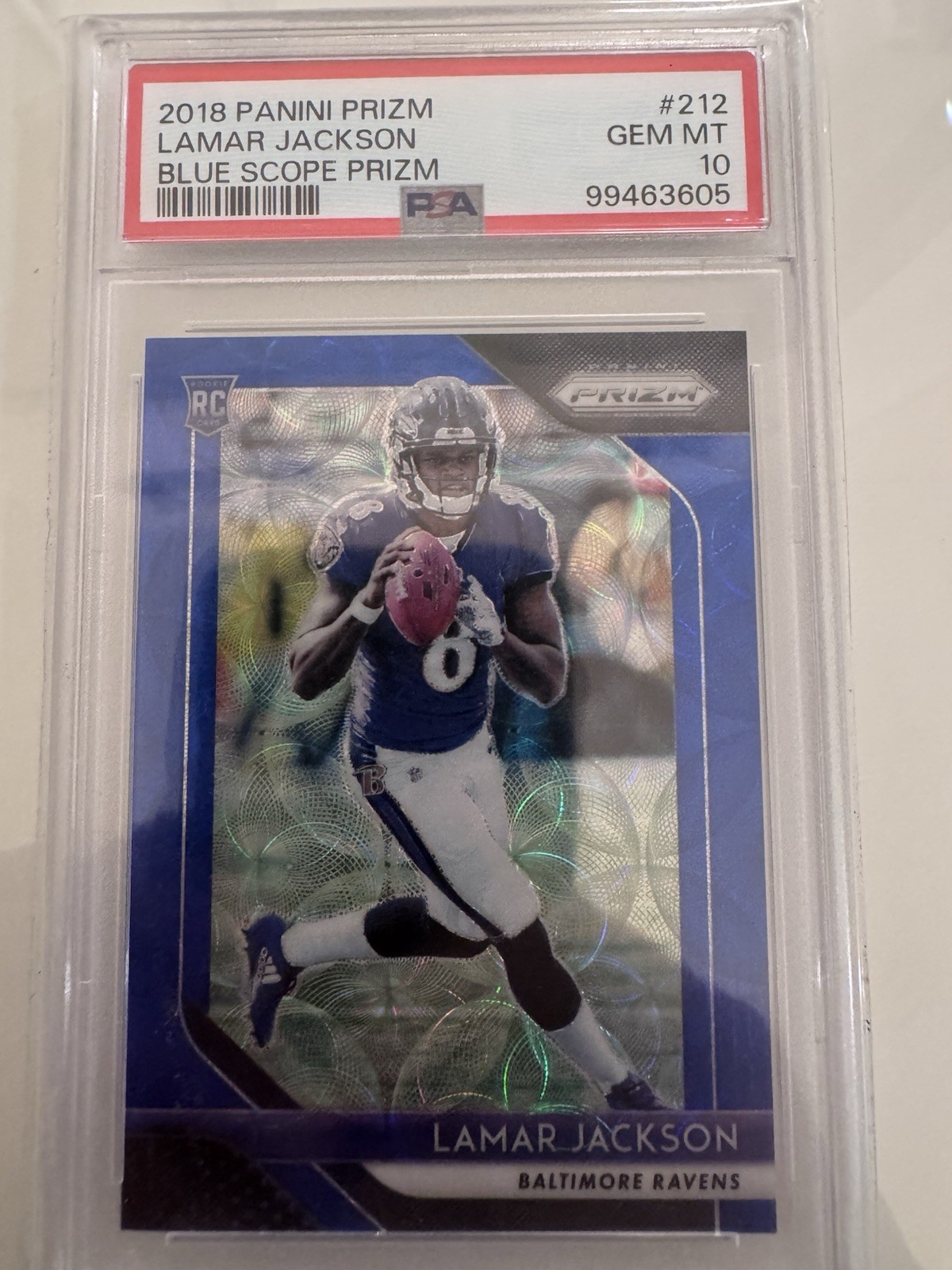 2018 Panini Prizm - Rookie Lamar Jackson #212 Blue Scope Prizm /99 (RC)
