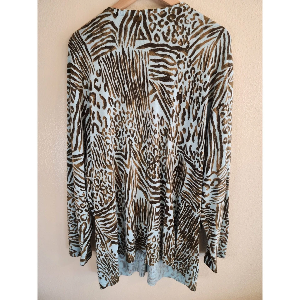 Cárdigan MAGGIE BARNES Azul y Marrón Estampado Animal Abotonado 2X 22/24 Foto 2 de 4