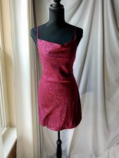 Fashion Nova Wine Floral Jacquard Mini Slip Dress
