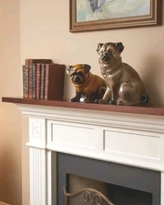 VINTAGE PAIR Pug Dog Figurines Mid Century Drip Crackle Glaze 7" & 4.5" Unmarked