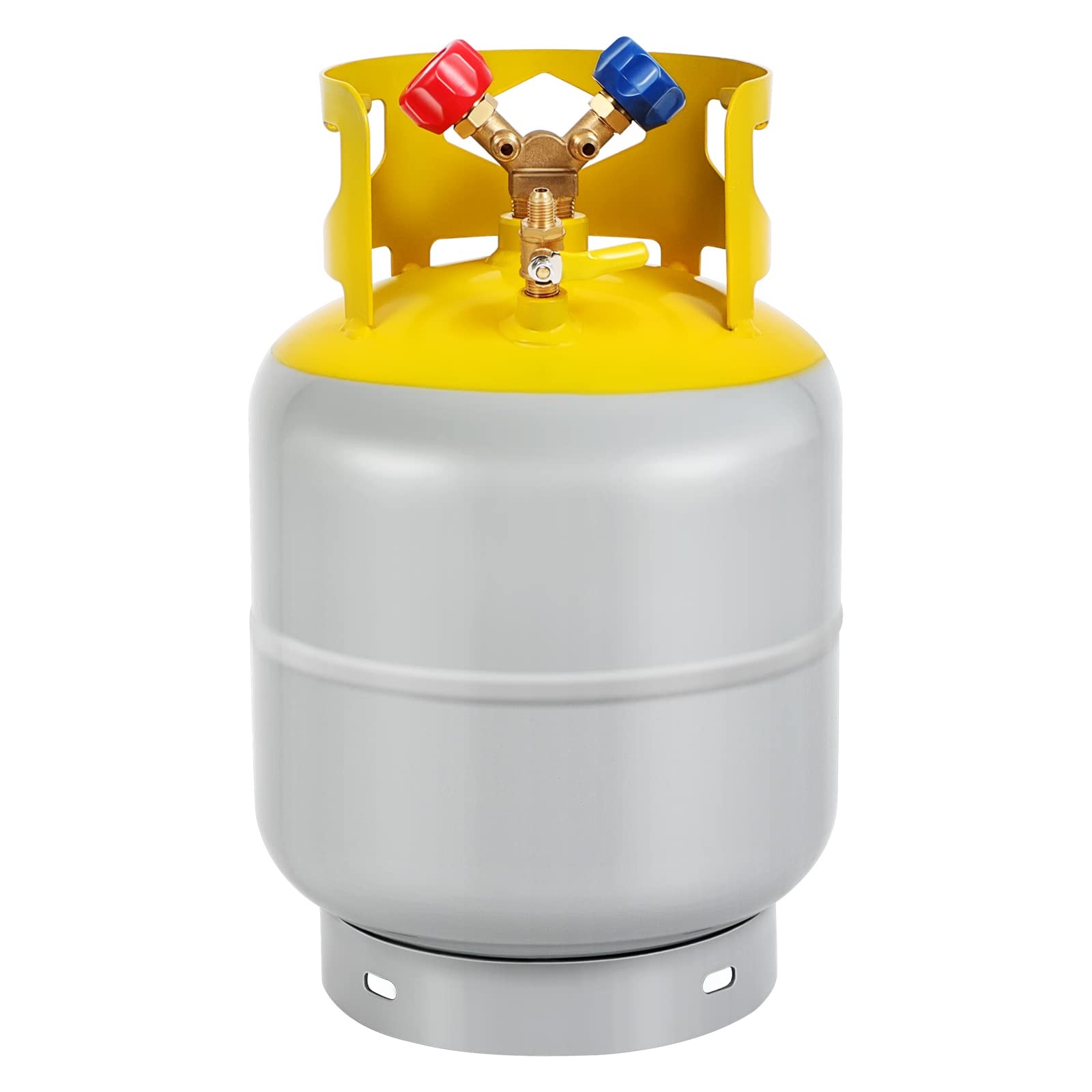 30lb Refrigerant Recovery Tank Double Valve Liquid Vapor SAE Y Valve Gray Yellow