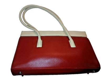 Cleo And Patek Structured Shoulder Bag - Red and Cream - NwoT - Paris