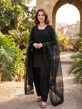 3 PIECE PAKISTANI DESIGNER FARSHI SHALWAR SUI...