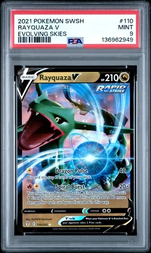 2021 POKEMON SWORD & SHIELD EVOLVING SKIES #110 RAYQUAZA V PSA 9
