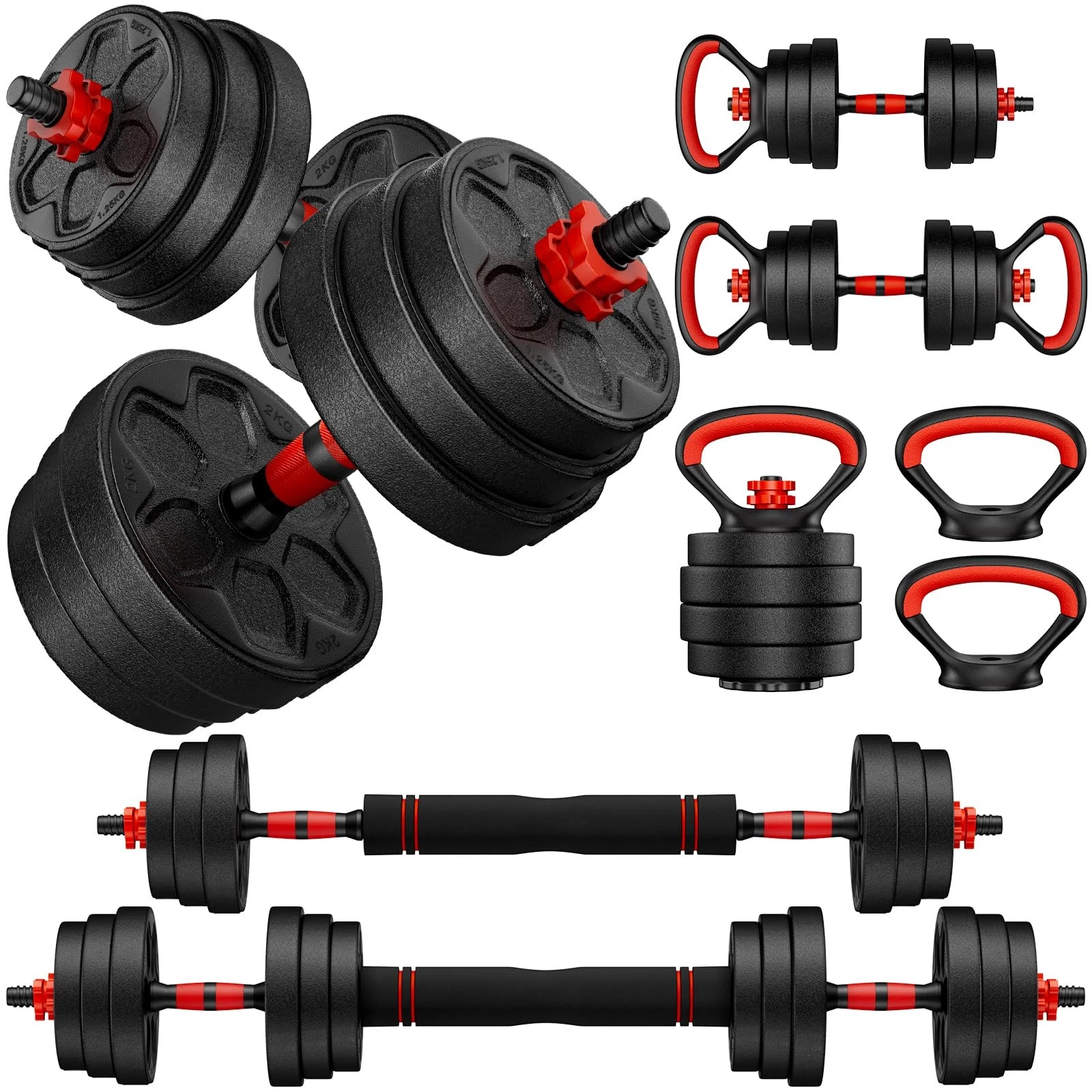 Adjustable Dumbbell Set, 20lbs Weight Set with Upgraded Nut,4 in1 Dumbbells S...