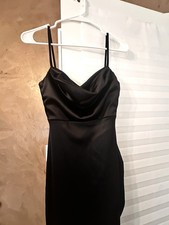 Silky Black Maxi Prom Dress With Leg Slit