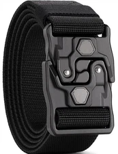 Tactical Belt,1.5" Nylon Web Stretch Belt-Military Hiking Rigger Work-Heavy D...