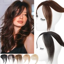 100 Real Human Hair Air Bangs Clip In Remy Extensions 3D Fringe Front Hairpiece