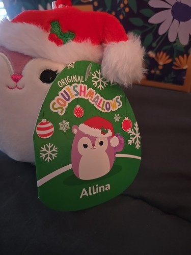 Squishmallows 3,5 Zoll Allina Eichhörnchen Weihnachten Stechpalme Beere CLIP Plüsch - Bild 2 von 3