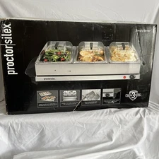 New Proctor Silex Three Pan Buffet Server & Food Warmer, Stainless Steel