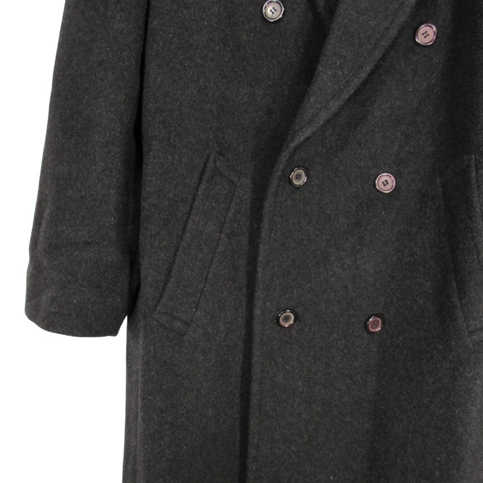 VTG NINO CERRUTI Lined PURE WOOL Black DOUBLE BREASTED Pea Coat JACKET Sz 44L - Image 3 of 4
