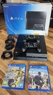 Sony PlayStation 4 Original Schwarz 1TB mit zwei Controllern, Kabeln, Spielen
