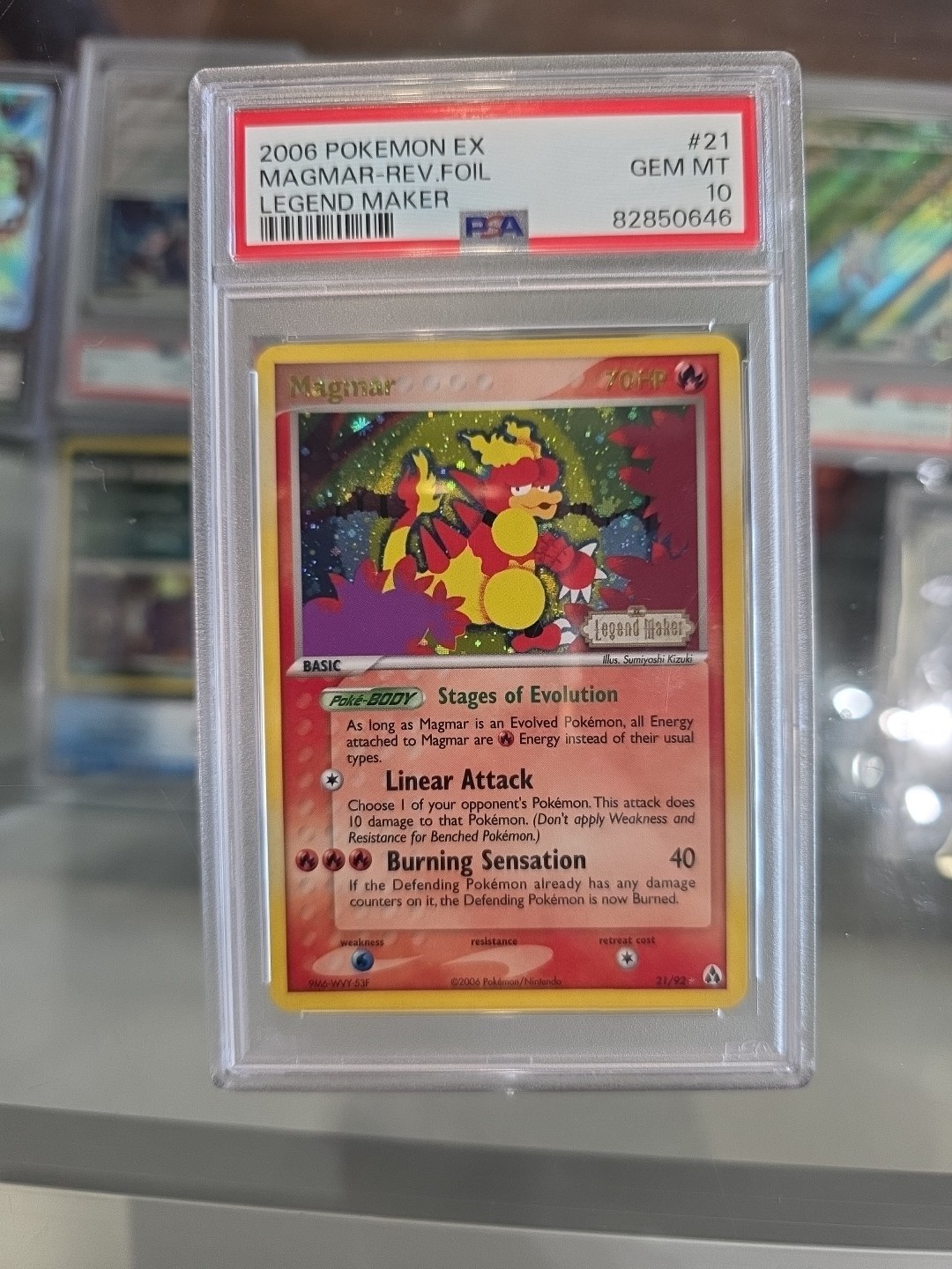 Pokemon TCG Magmar 21/92 Legend Maker Reverse Holo PSA 10 LOW POP
