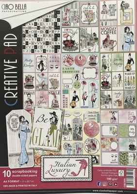 A4 Ciao Bello Scrapbook Paper (~8.4'' x 11.6'') - Pack of (10) Double-Sided Papers