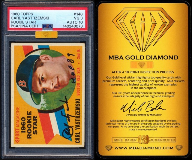 1960 Topps 148 Carl Yastrzemski RC PSA 3 | 10 Auto MBA GOLD DEAD CENTERED SIGNED