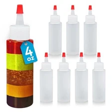 4 oz Small Plastic Squeeze Bottles With Caps - 8 Pack