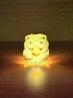 Blenko Glass Owl Paperweight Amber USA 3” Cadmium Glow UV Reactive