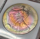 1999 American Silver Eagle PCI Target Toned Monster Pastel Rainbow Color
