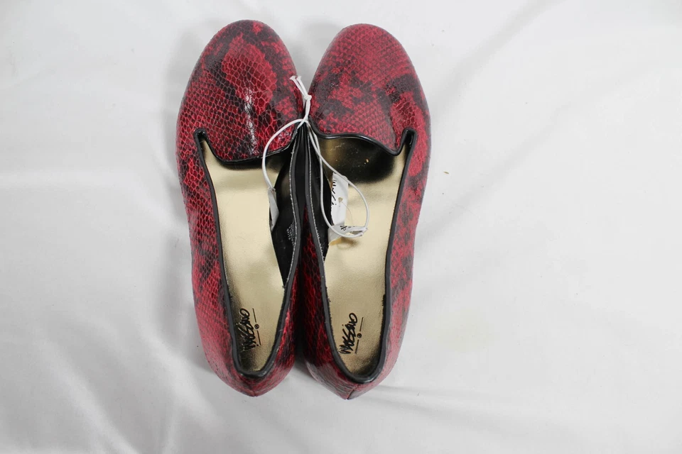 Mocasines planos Mossimo de piel de serpiente borgoña y negro nuevos con etiquetas, para mujer talla 8 1/2 Foto 2 de 4