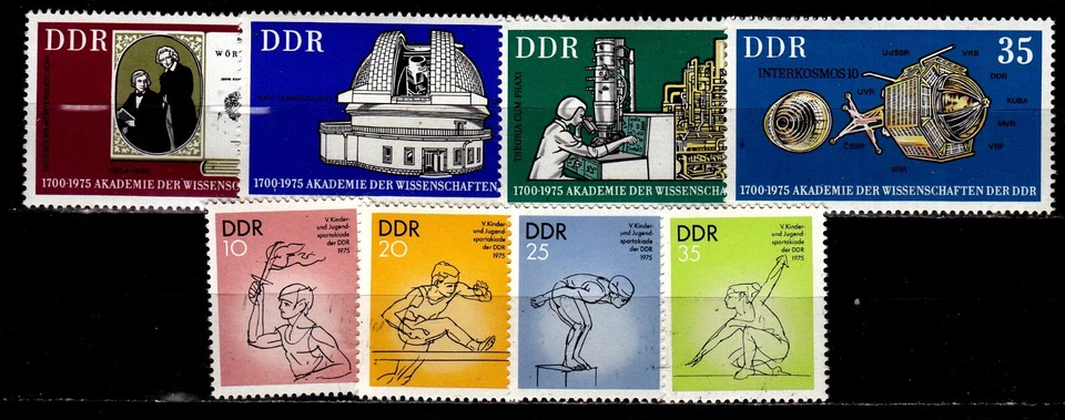 DDR 1975: 2061 - 2064 +2065 - 2068,  Wissenschaft + Sport, postfrisch - Bild 1 von 1