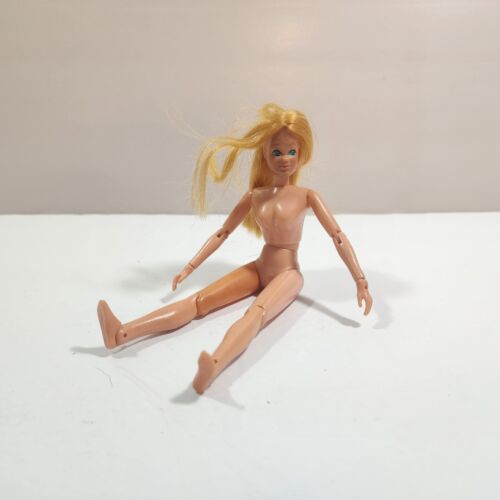Dinah Mite Mego 1972 Puppe blaue Augen nackte gelenkte Aktion 8" Vintage Hongkong