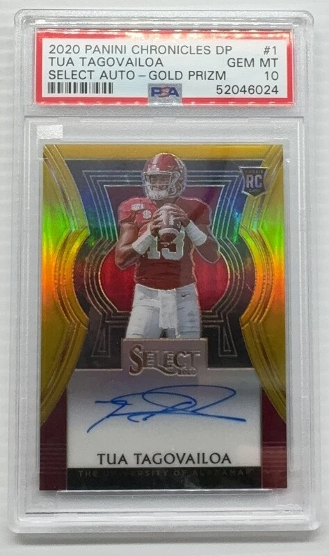 Tua Tagovailoa Panini Chronicles Draft Picks Select Autographs #1 Gold Prizm
