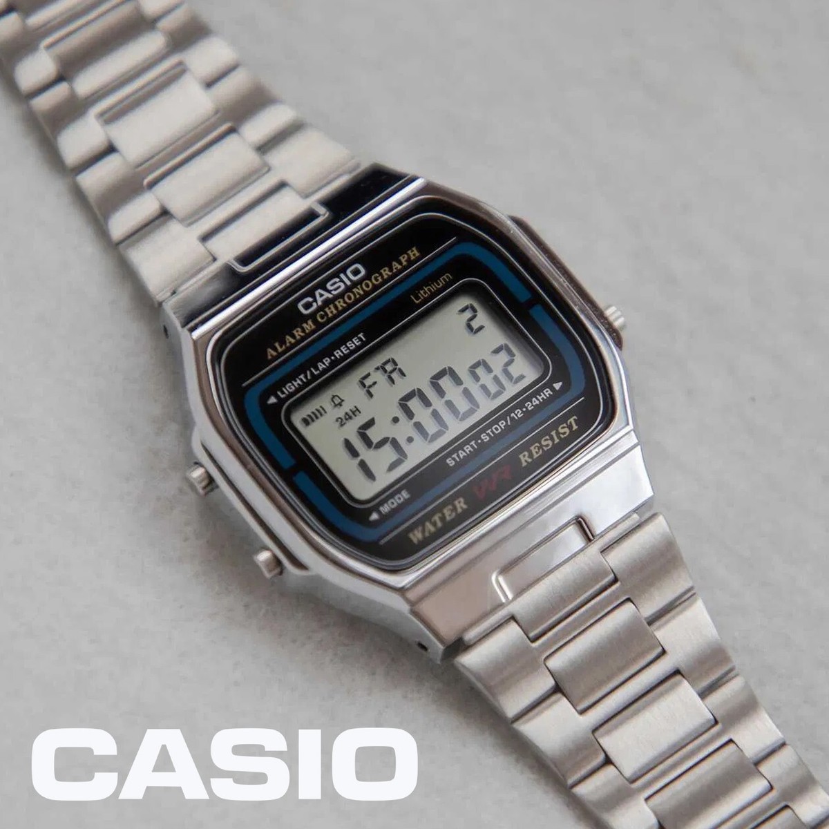 CASIO A164WA-1QJH Digital Watch Stainless Steel Band | eBay