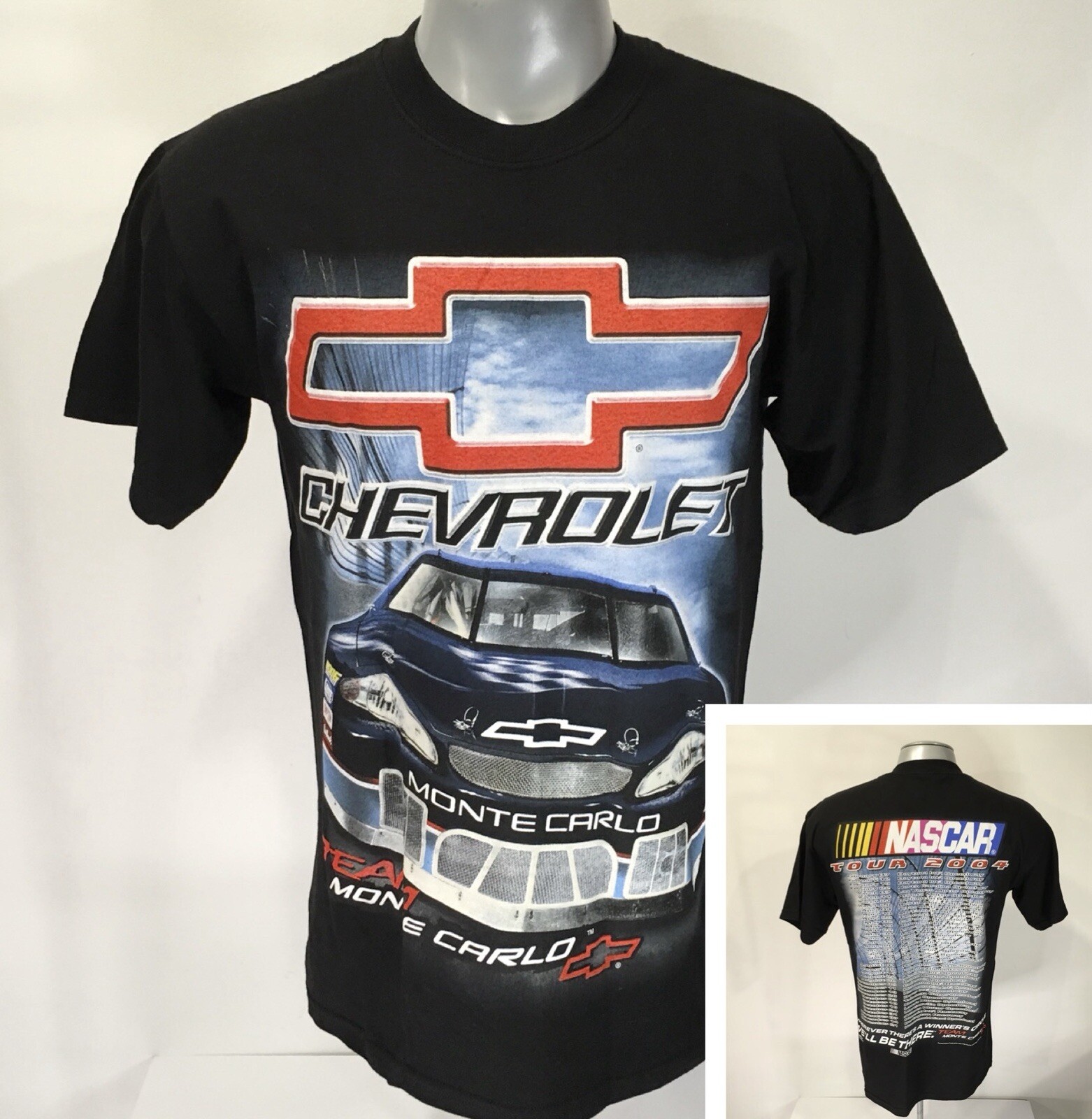 Chevrolet Monte Carlo Nascar 2004 Tour Vintage M Medium T-Shirt Black Tee Gildan