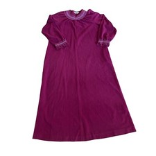 Vtg Vanity Fair 1/2 Zip Robe Size M Berry Red Wine Velour Housecoat Grandmacore