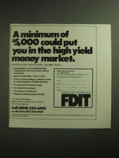 1974 Fidelity FDIT Ad - A minimum of $5,000 could put you in the money market