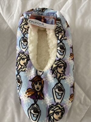 DISNEY Frozen ll Fuzzy Babba Slipper Socks Size 13-4 M/L Blue NEW | eBay