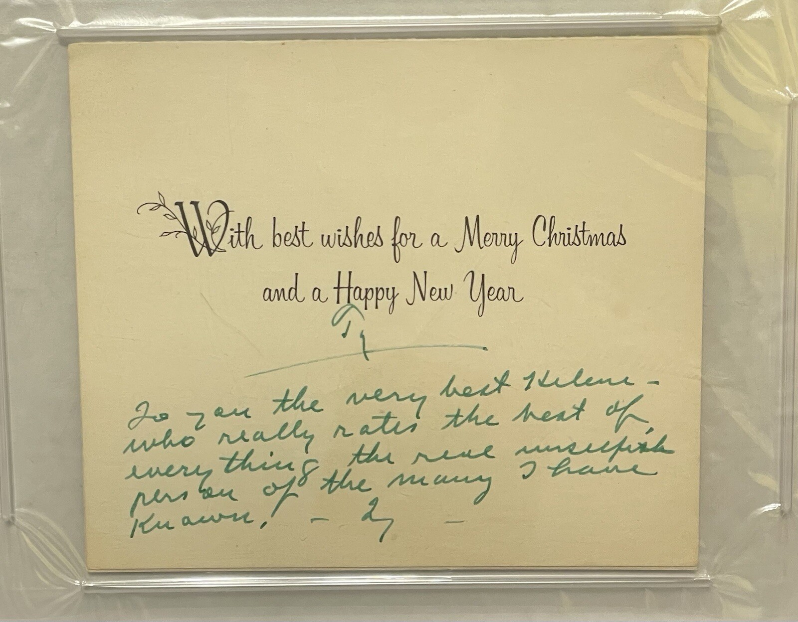 TY COBB Signed TWICE Framed Hand Written Christmas Card PSA/DNA Encapsulated. view 2
