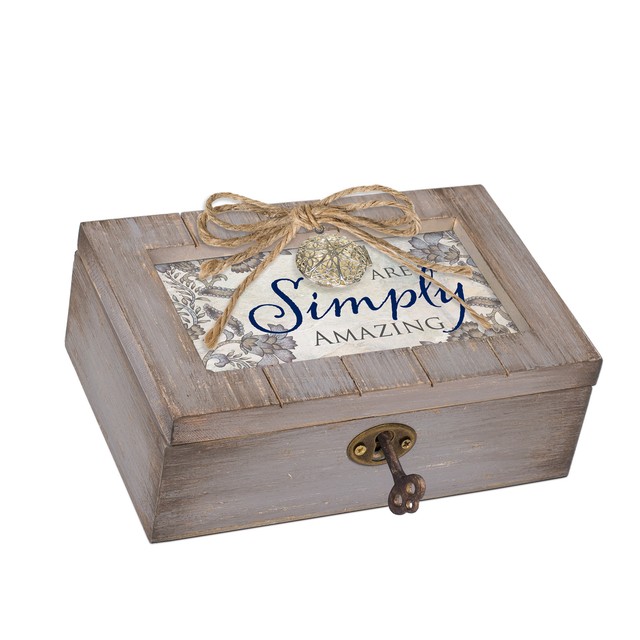 Simply Amazing Grey Distressed Locket Petite Music Box Plays You are My