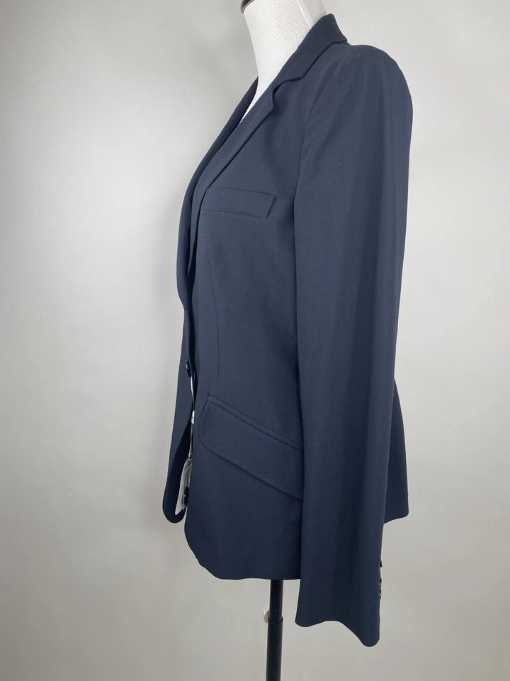 Blazer feminino ARMANI COLLECTZIONI peito único azul marinho 100% lã virgem 12 NOVO - Imagem 3 de 4
