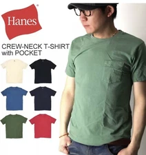 4 pack Hanes Men's Pocket T-Shirt  Crew-neck 