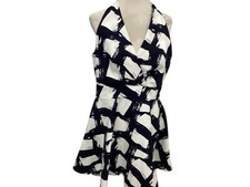 Quiz Party Navy White Enbossed   Dress Fit 14-16 Bnwot