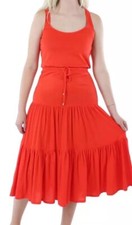 Lauren Ralph Lauren Red Tiered Sleeveless Midi Dress Msrp $145 Size 16  New