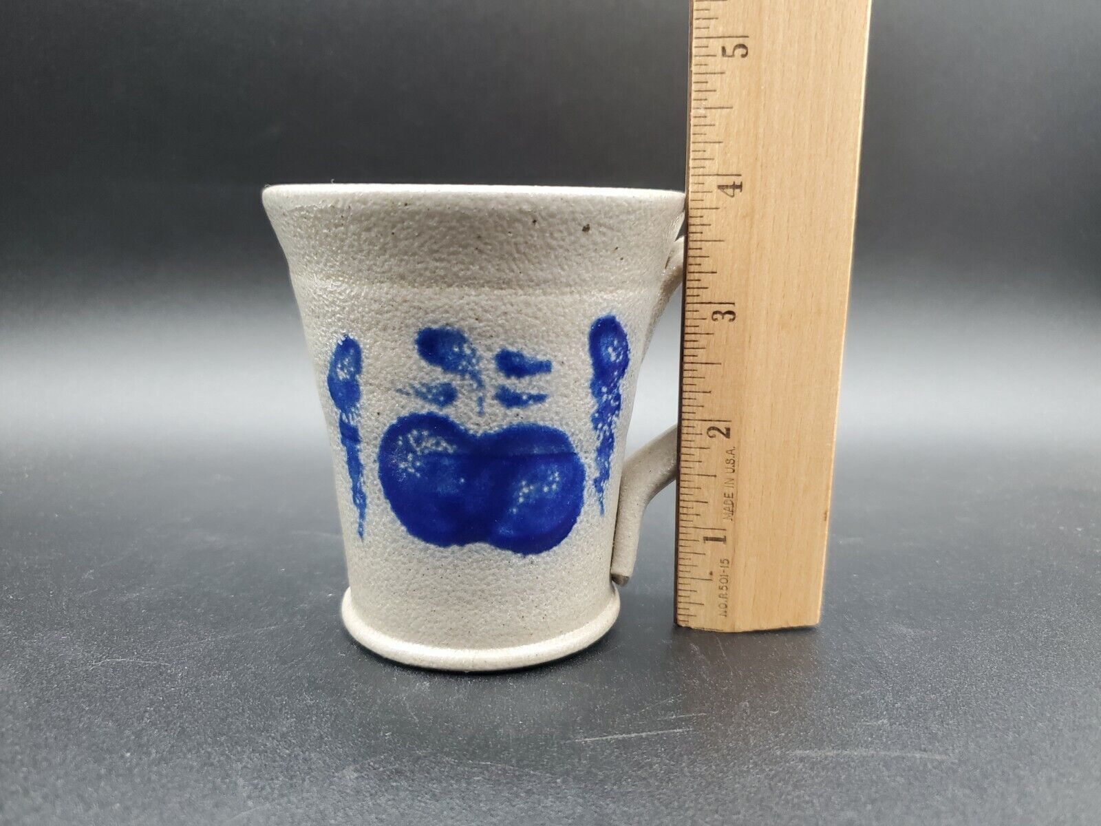 Rowe Studio Art Pottery 2001 Salt Glaze Mug Cup Apple Pumpkin? 