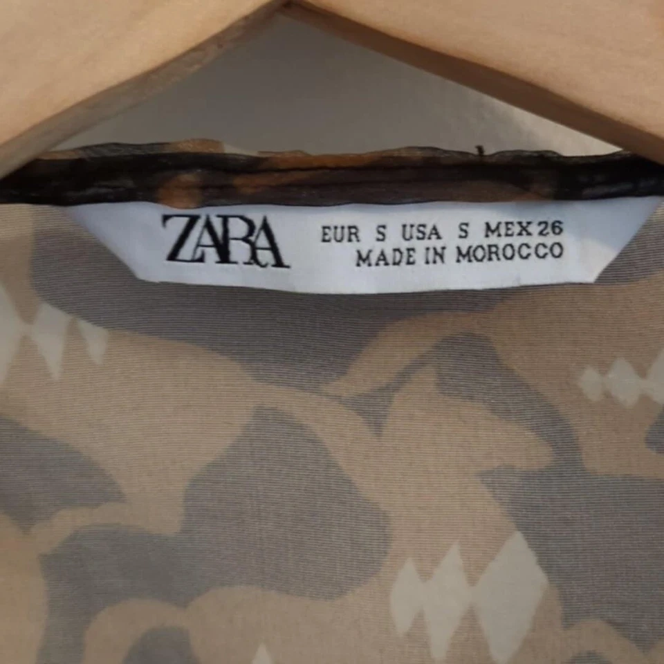 Blusa Zara Organza Semi Transparente Talla Pequeña Lazo Pirata Gasa Envoltura Salir Terrosa Foto 4 de 4