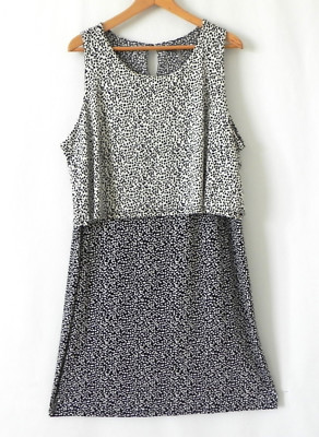 Vince Camuto Dress Sleeveless Jersey Black/White Layered Top Size 2X