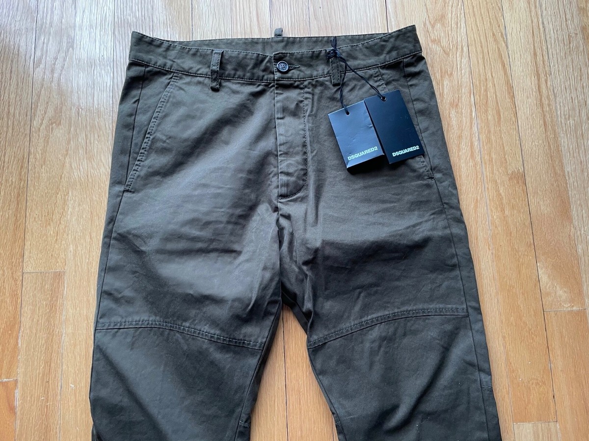 NEW AUTHENTIC DSQUARED2 PANTS WITH DENIM DETAIL KHAKI M NEW AUTHENTIC DSQUARED2 PANTS WITH DENIM DETAIL KHAKI M