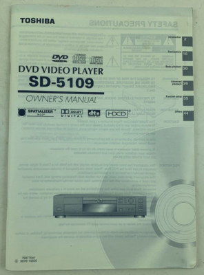 Toshiba SD-5109 DVD Video Player Instruction Manual - User Manual - Instructions