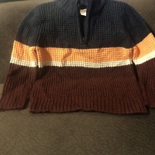 Cat And Jack Navy / Burgundy Zip Neck Waffle Knit Pullover Sweater Boys 3T