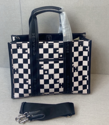 COACH Smith Tote Checkerboard Print Black/Chalk CR101 Outlet